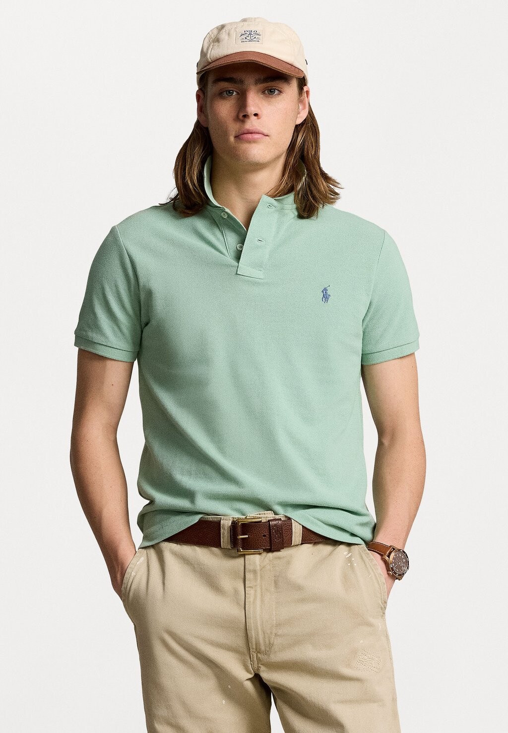 

Рубашка поло CUSTOM SLIM FIT MESH POLO SHIRT Ralph Lauren, мята
