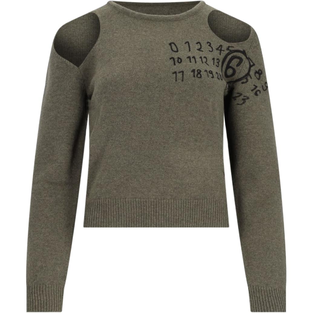 

Джемпер с вырезом на горловине MM6 Maison Margiela, зеленый