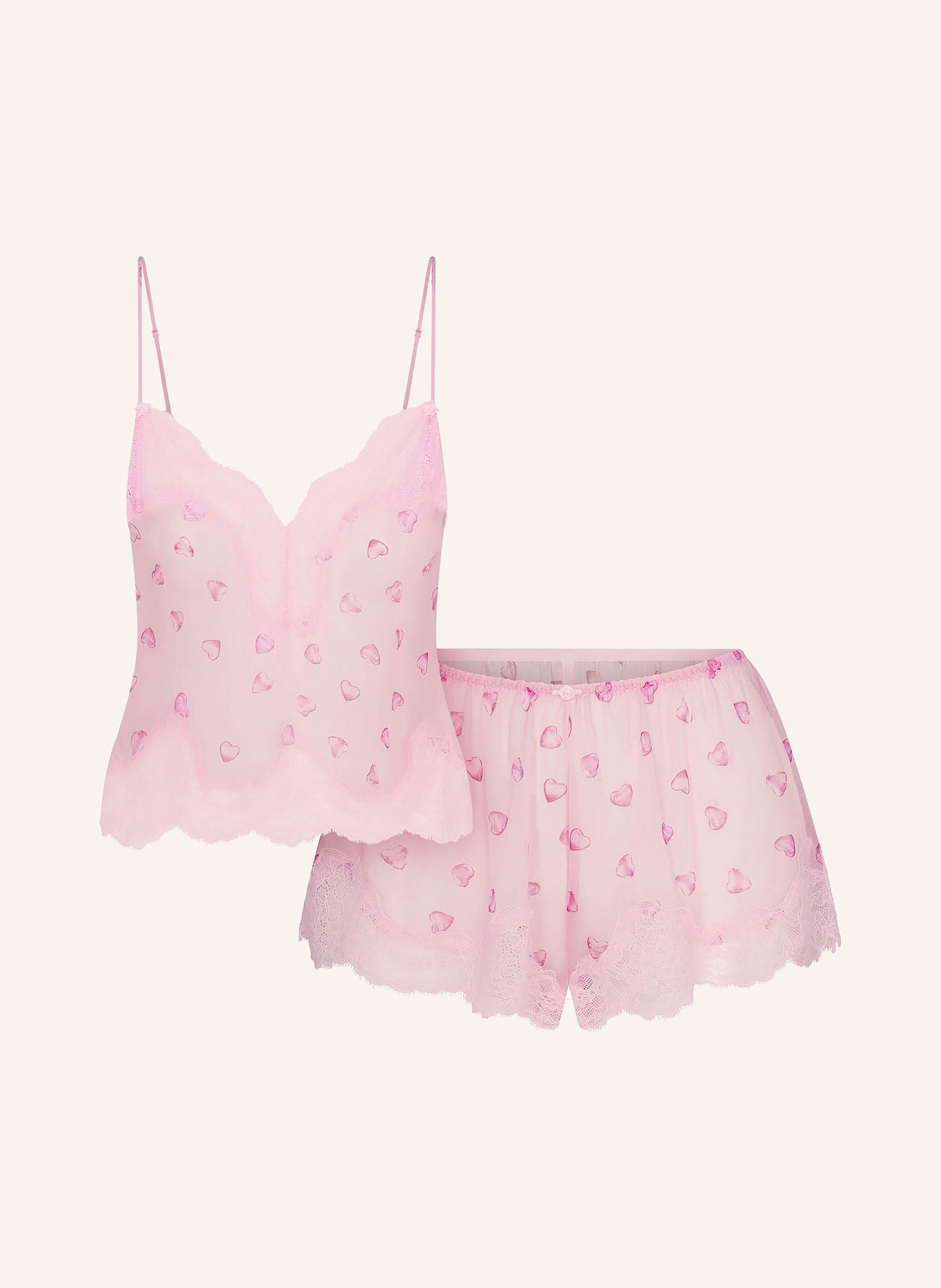 

Пижамный комплект Skims Romance Lace из шелка с шортами Skims, красный