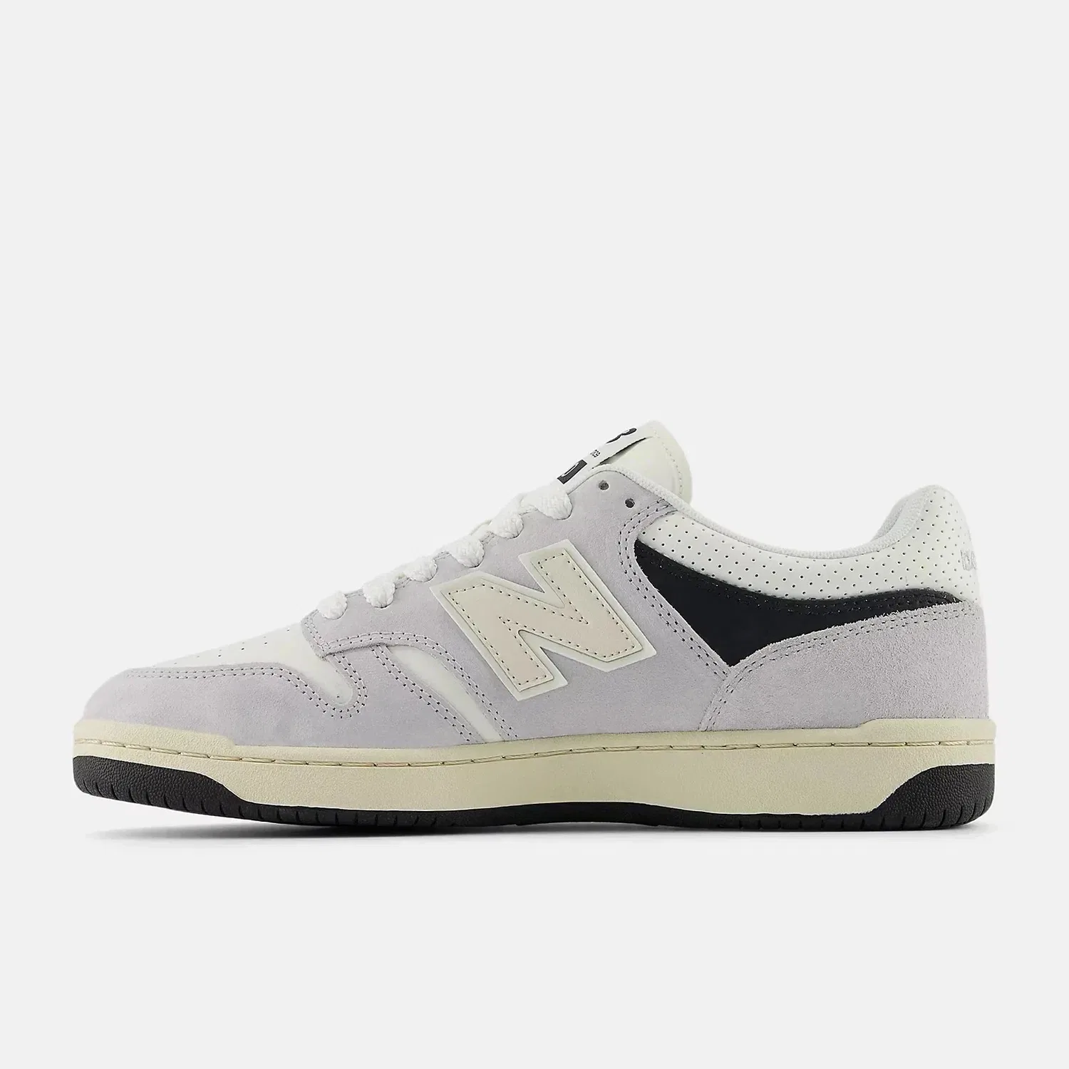 Мужские кроссовки New Balance 480 BB480PEG, серые с белыми вставками, кожаные, повседневная обувь, SHOP162 — фото 3