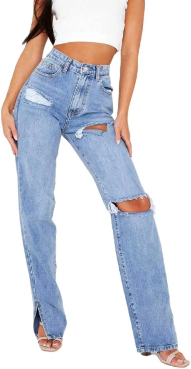 

MBLESSEDTO Женские джинсы с высокой талией и прямым кроем