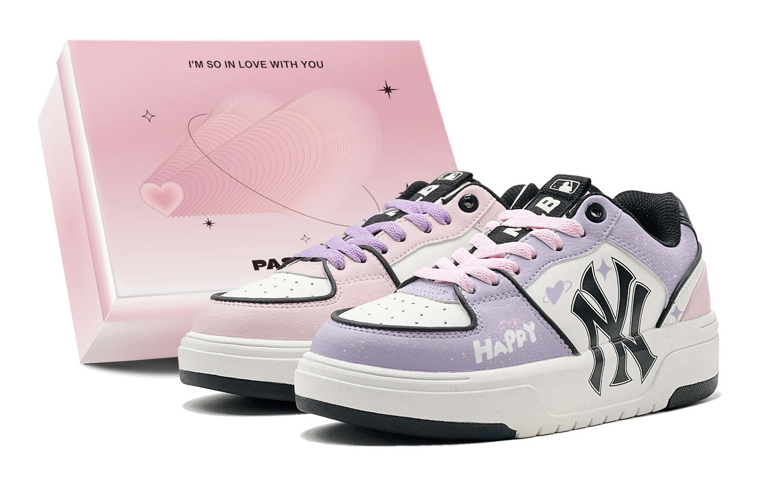 

MLB Чанки лайнер скейтборд обувь унисекс лоу топ розовый розово-фиолетовый, цвет Pink Purple