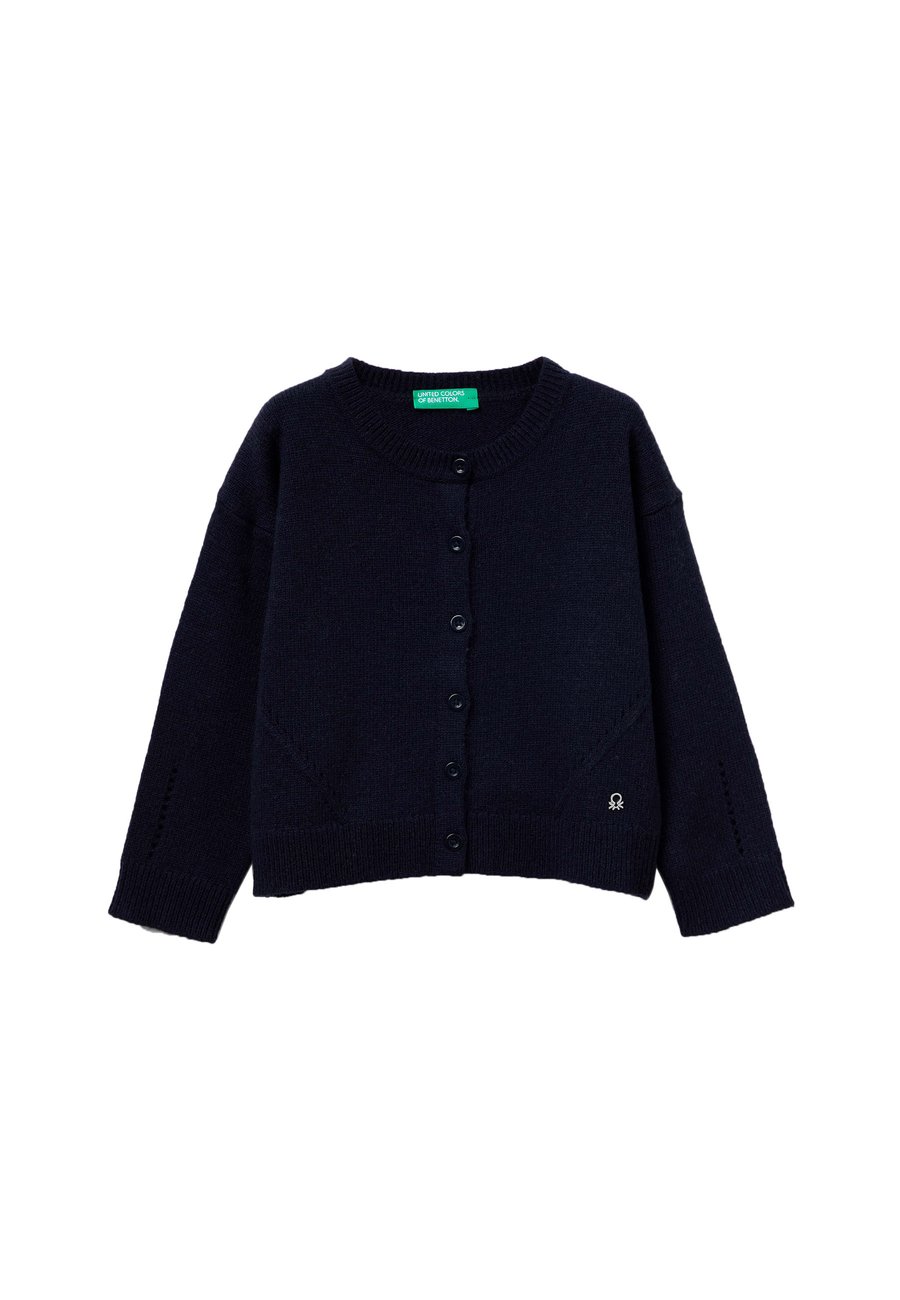 

Кардиган United Colors of Benetton WITH PERFORATED DETAILING , Blue