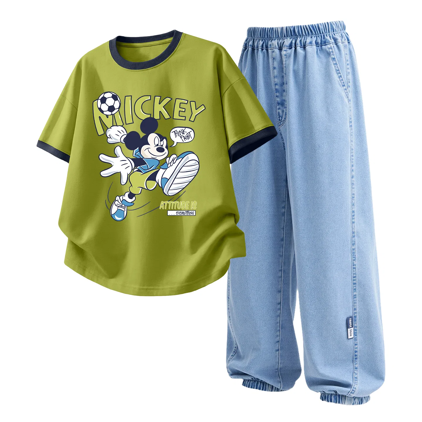 Спортивный костюм Casual Sportswear Disney для детей, зеленый с джинсовым синим