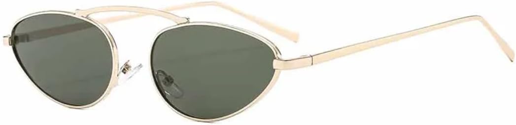 

Панк-роскошные металлические солнцезащитные очки в маленькой оправе «кошачий глаз» для женщин и мужчин, для активного отдыха на природе и вождения, трендовые, с защитой от УФ-излучения UV400 TVTBBVV, Gold Green