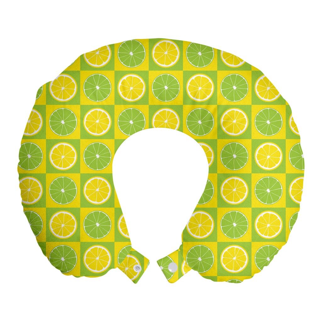 

ABAKUHAUS Lime Green Дорожная подушка для шеи, Lemon Lime Pop Art, Пенопластовые дорожные принадлежности для самолетов и автомобилей, 30x30 см, Желто-лаймовый