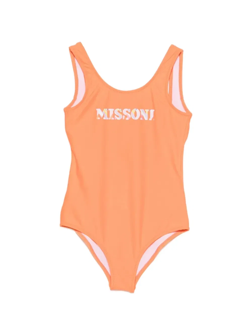 Купальник с круглым вырезом и логотипом Missoni Kids, оранжевый