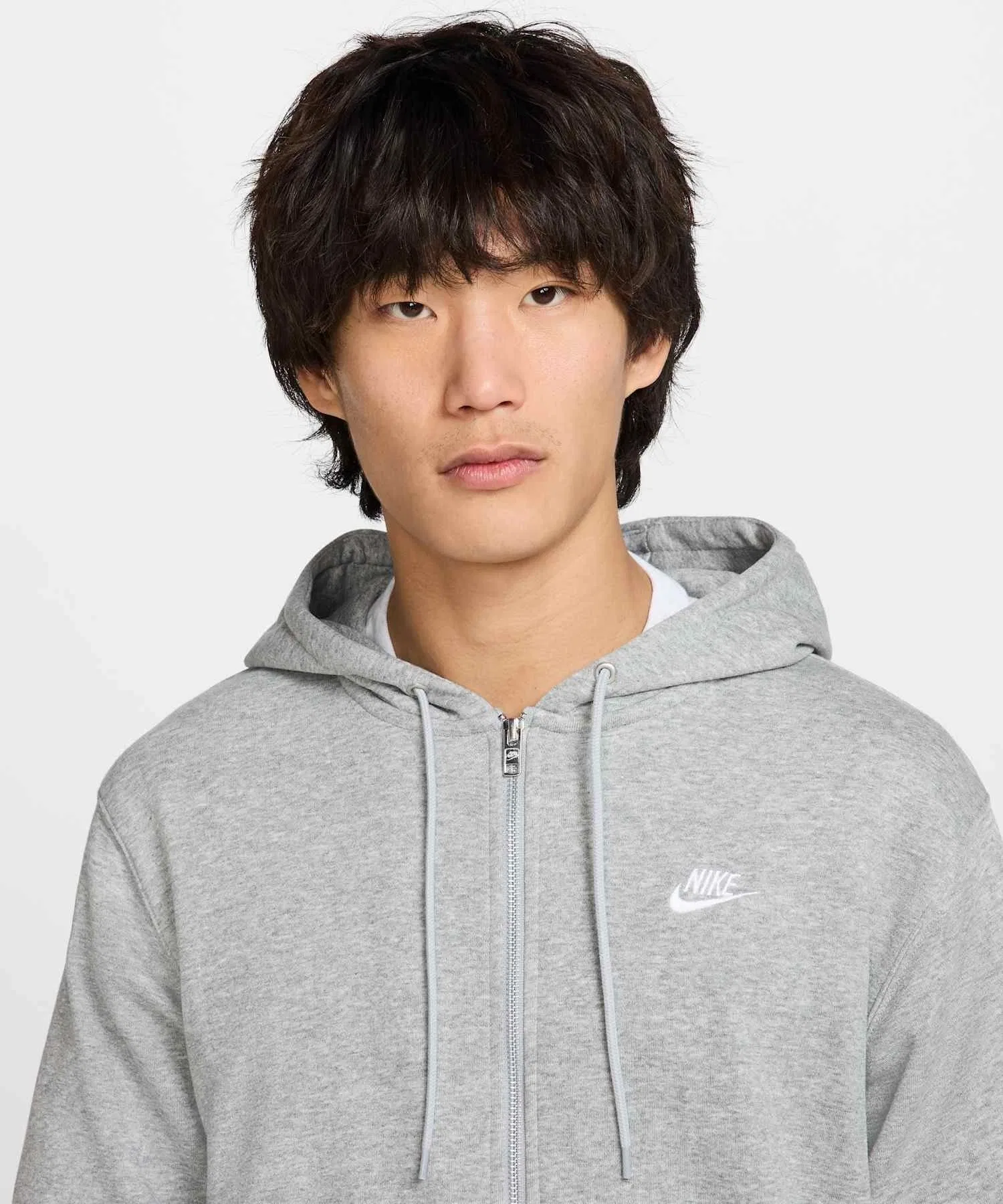 《В наличии комплект》 Мужская толстовка Nike Club на молнии из французского махрового трикотажа FN3885-063, темно-серый меланж — фото 3