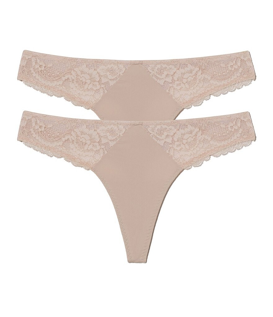 

Синие трусики-стринги Skarlett Minx с кружевом (2 шт.) Skarlett Blue, бежевый