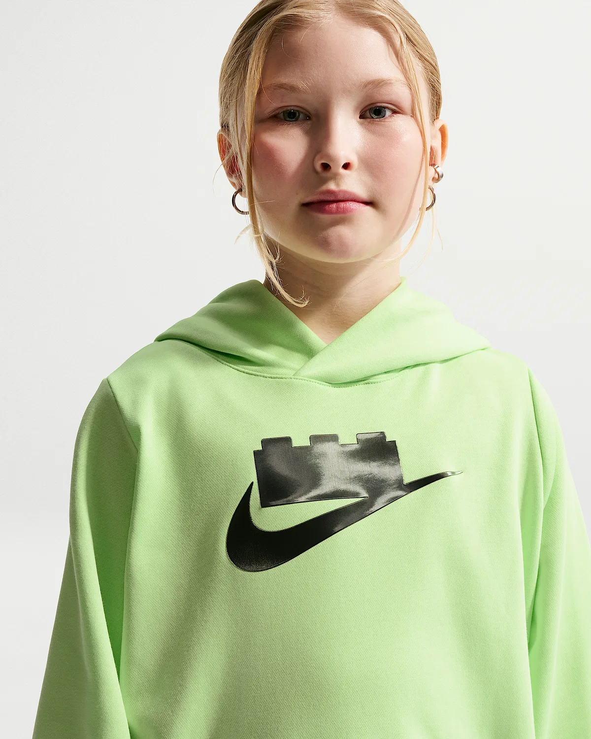 Детская худи Nike x LEGO® Collection, Light Liquid Lime/Smoke Grey — фото 2