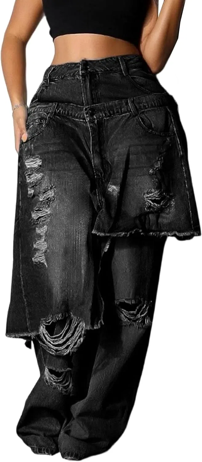 Джинсы женские с заплатками, Black