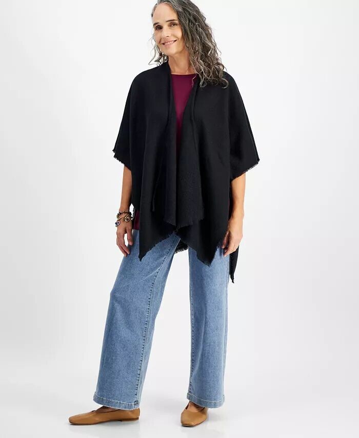 

Женский мягкий топпер из однотонной корзинчатой ​​ткани Style & Co, черный