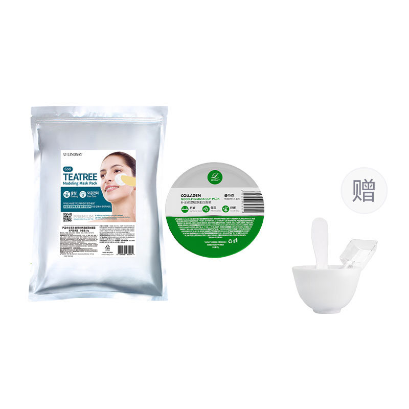 

LINDSAY Освежающая маска для лица с чайным деревом увлажняющая успокаивающая контроль жирности для всех типов кожи 1000г+коллаген яичный белок 25г
