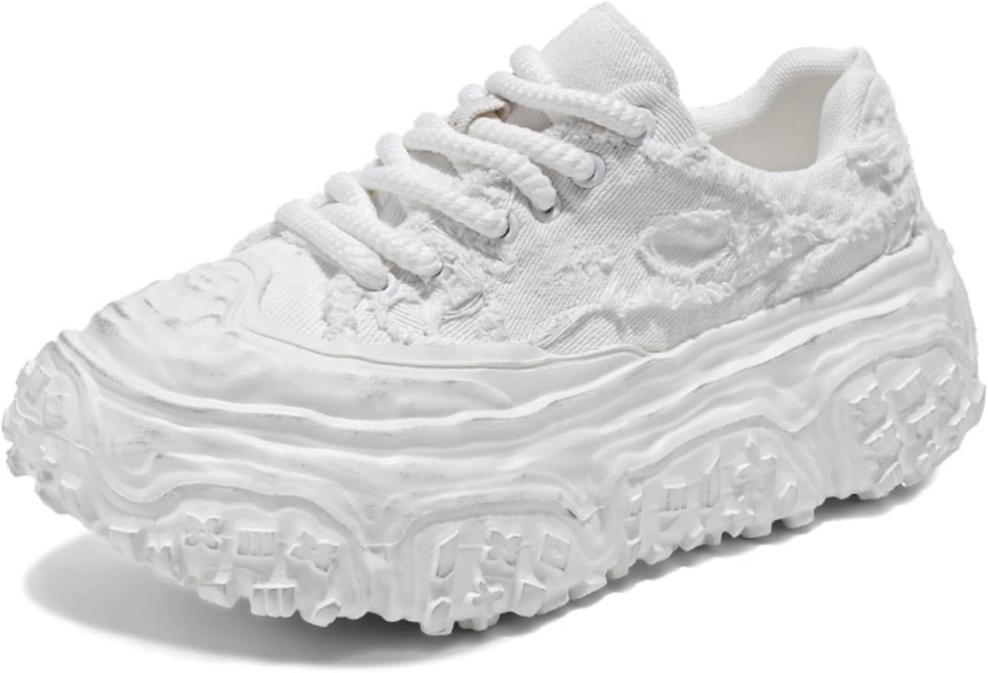 

Мужские массивные кроссовки на платформе, модные тканевые туфли, подходят для прогулок, повседневных встреч и ходьбы Aokisx, белый