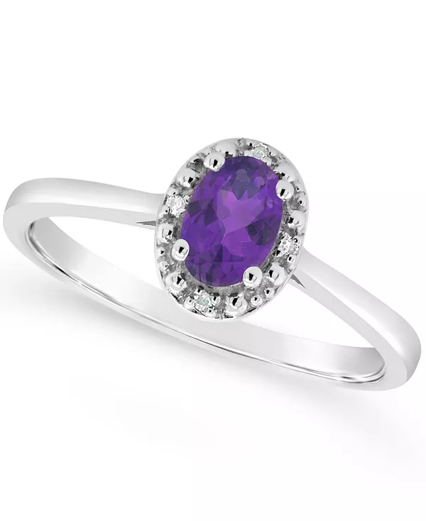 

Кольцо с бриллиантовым акцентом и гранатом (1/2 карата) из стерлингового серебра (также доступно с другими драгоценными камнями) Macy'S, amethyst
