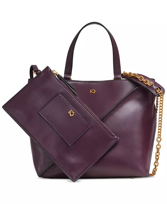 

Сетакит кожаная и замшевая трансформируемая сумка-кроссбоди с цепочкой Donna Karan New York, фиолетовый