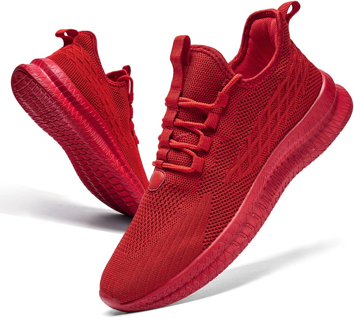 

Мужские кроссовки для бега, тенниса и повседневной ходьбы, модные спортивные кроссовки для тренажерного зала, дышащие, легкие и удобные Wohhhw, красный