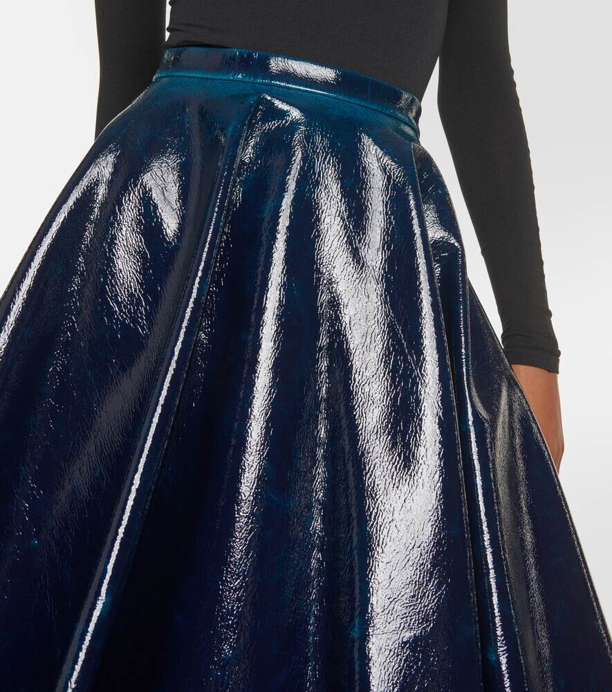 Юбка миди из смесовой шерсти с покрытием ALAÏA, синий — фото 4