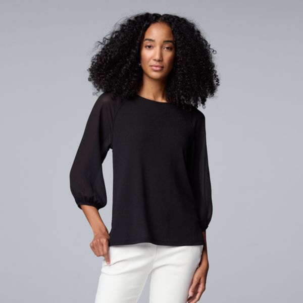 

Женский топ из смешанной техники с рукавами 3/4 Simply Vera Vera Wang, черный