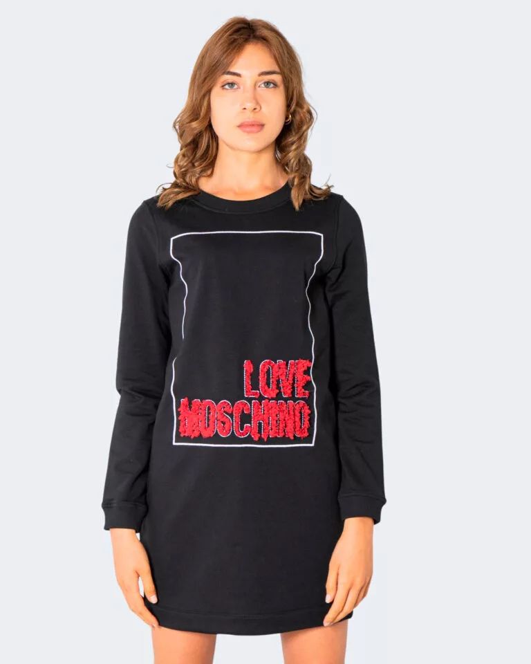 

Платье из хлопка с тисненым логотипом черного цвета LOVE MOSCHINO