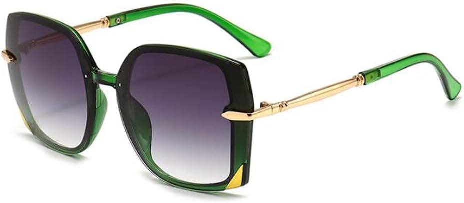 

Женские модные солнцезащитные очки с крупными металлическими дужками, градиентным прозрачно-коричневым дизайном (оправа цвета «чайная» с двойными чайными дужками) SLCHJXS, Gray,green