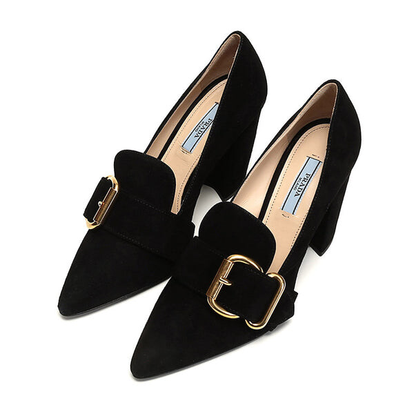 Кроссовки fringed buckle suede pointy pumps 'black' Prada, черный — фото 3