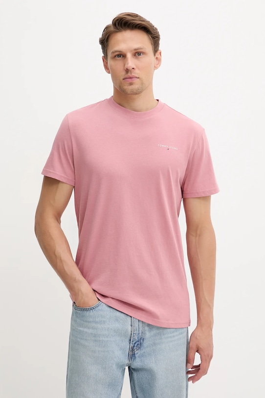 

Хлопковая футболка Tommy Jeans, розовый