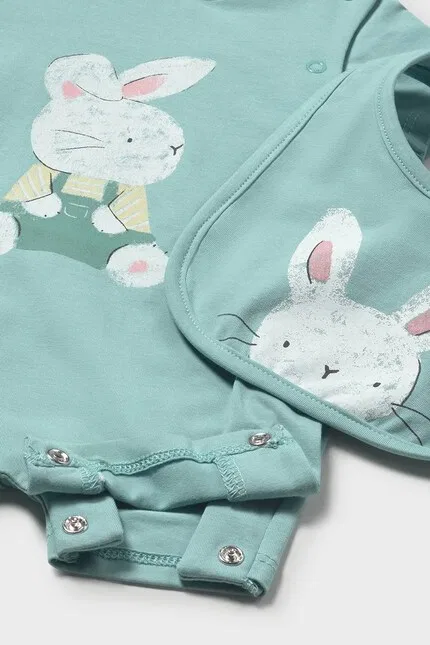 Ромпер детский с коротким рукавом Mayoral Newborn, бирюзовый — фото 3