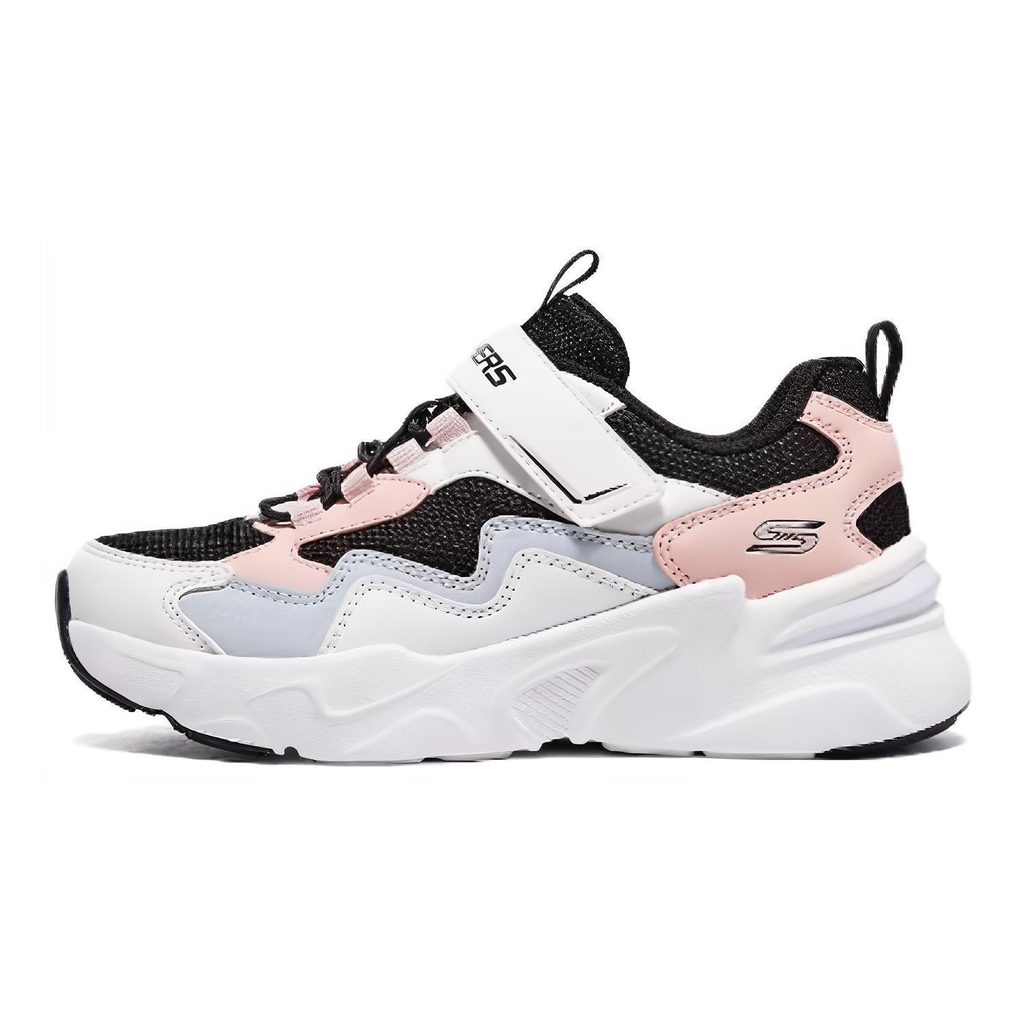 

Skechers Нескользящие, амортизирующие, износостойкие детские кроссовки для повседневной носки. Цвет: белый, черный, розовый. Детская обувь