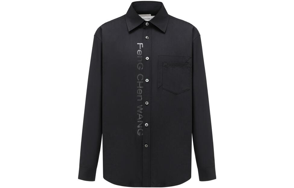 

Рубашка с принтом логотипа из хлопковой смеси Feng Chen Wang, черный