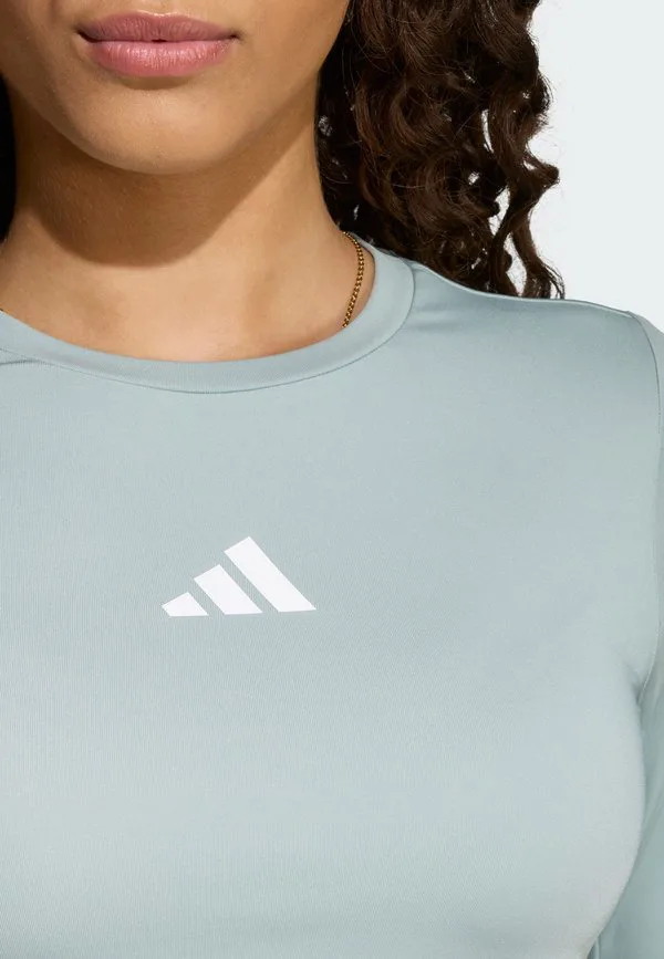 Укороченный топ с длинными рукавами в стиле techfit для подростков Adidas Performance, Sage/White — фото 3