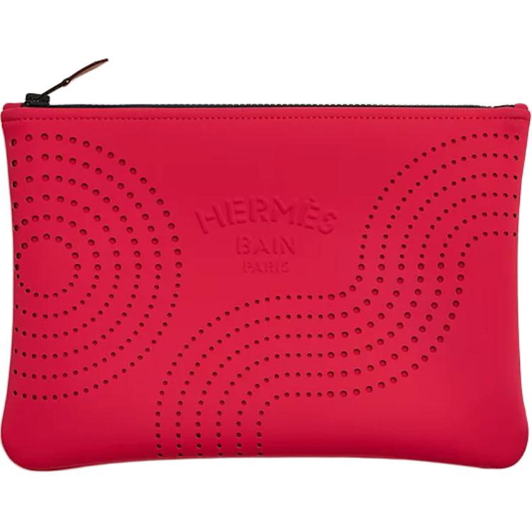 

HERMES Необейн полиамидная дорожная сумка среднего размера женская арбузно-розовая