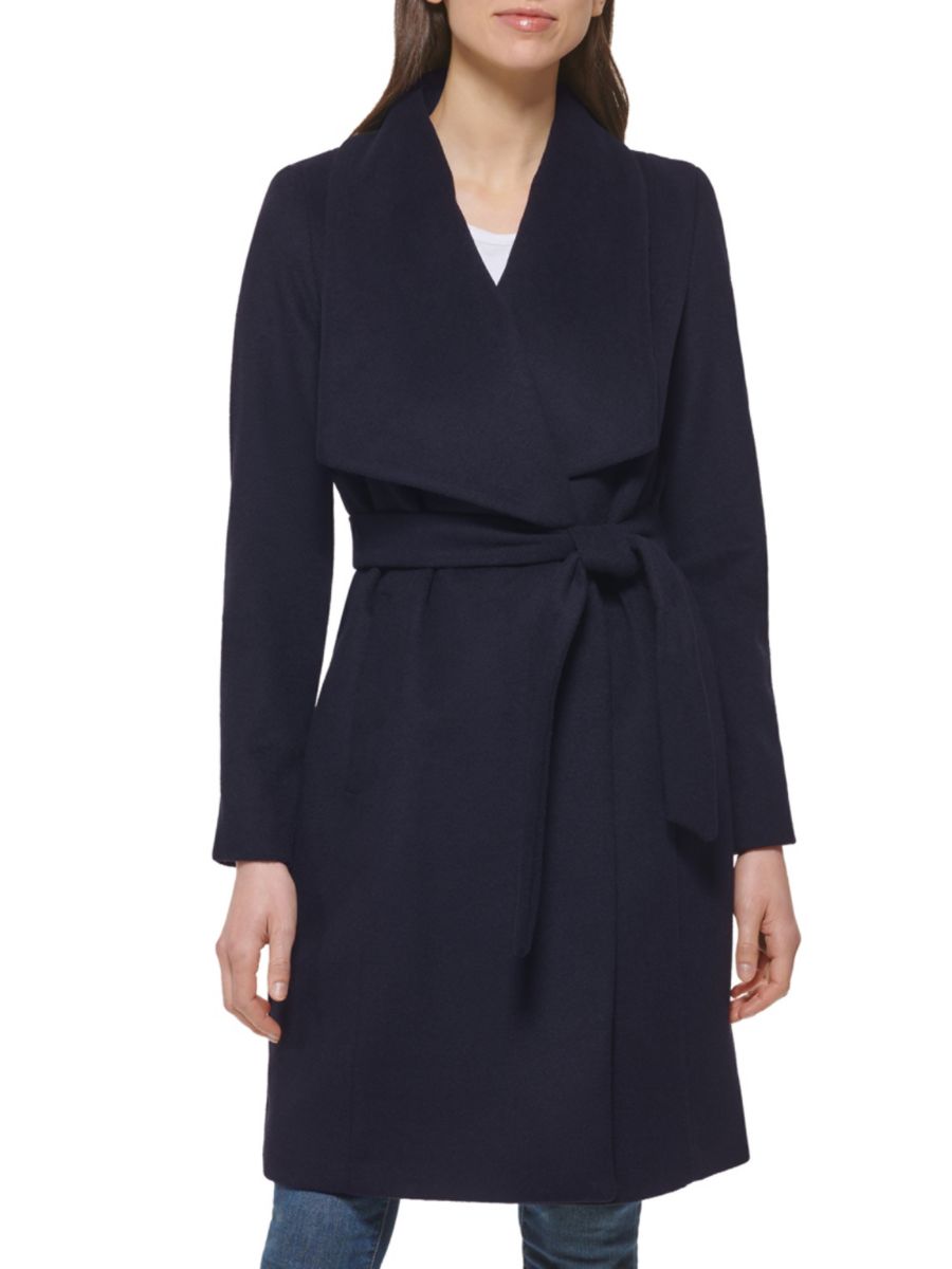 

Пальто из смесовой шерсти Cole Haan, темно-синий