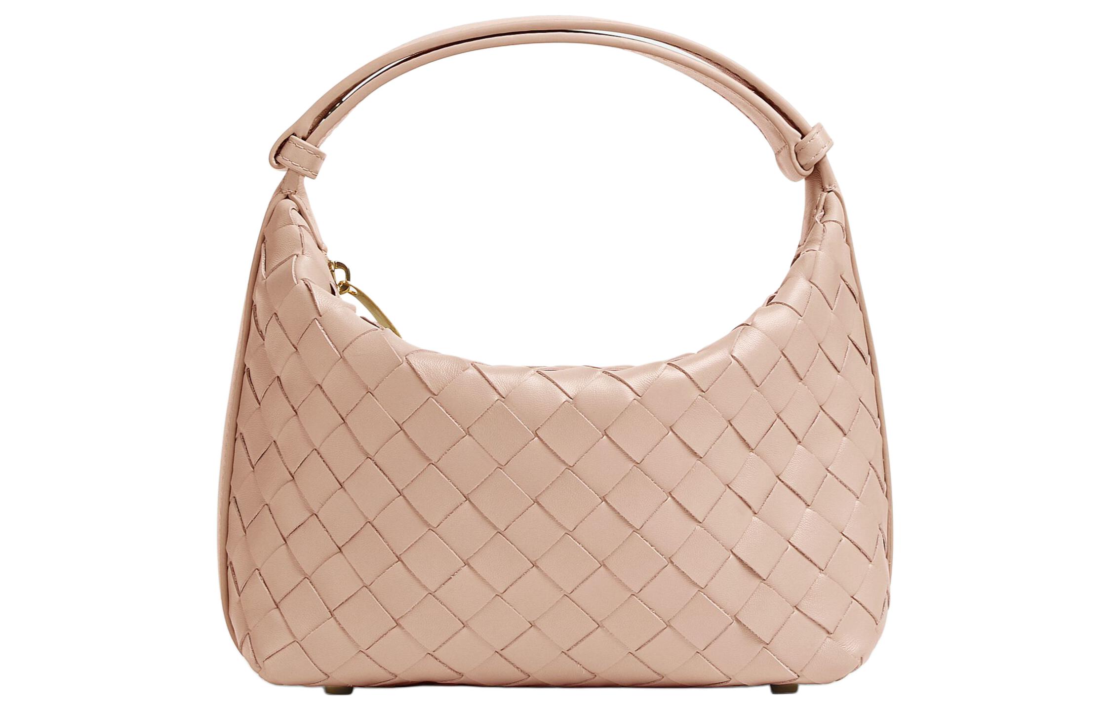 

Bottega Veneta Плетёная кожаная сумка через плечо женская лотосово-розовая