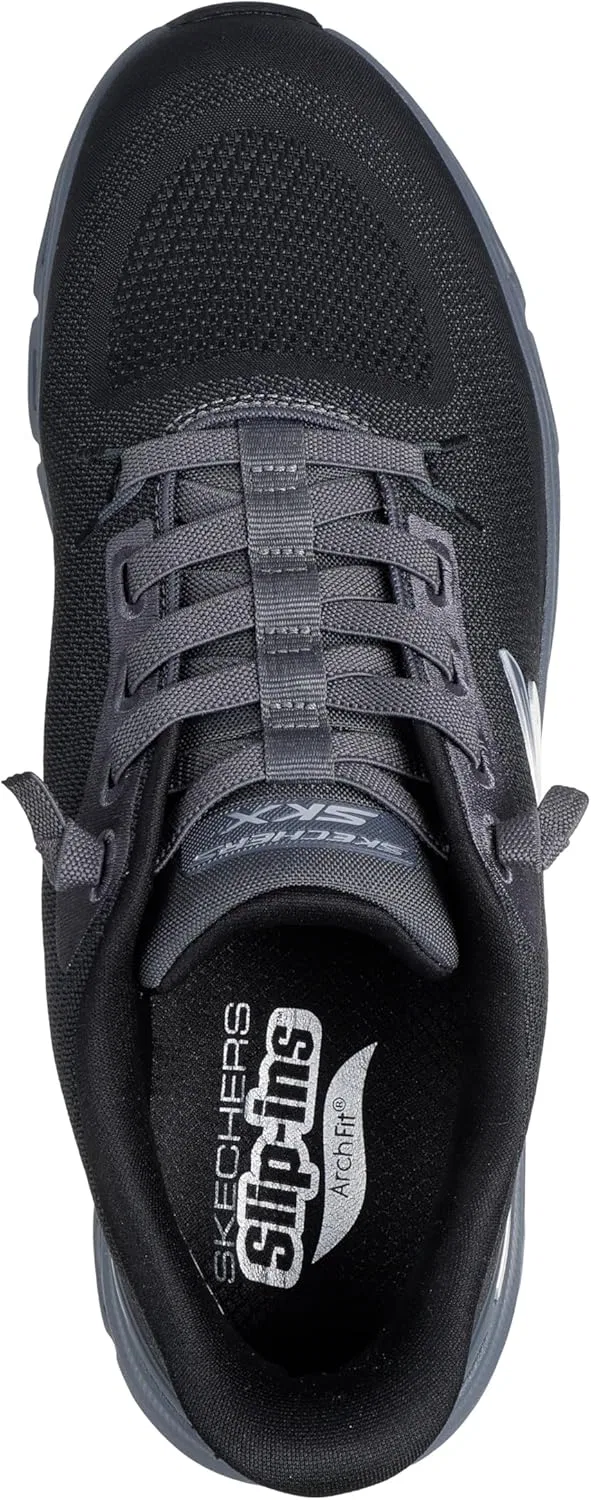 Мужские кроссовки Skechers Arch Fit Glide-Step Pro Hands Free Slip-in Trainers, Black Knit Charcoal Pu — фото 2