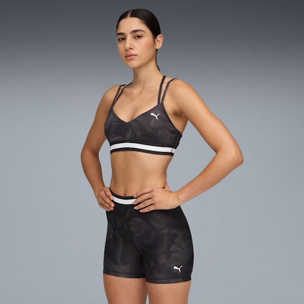 

Женский спортивный бюстгальтер с низкой ударной нагрузкой, отводящий влагу Floral Ribbon Puma, черный