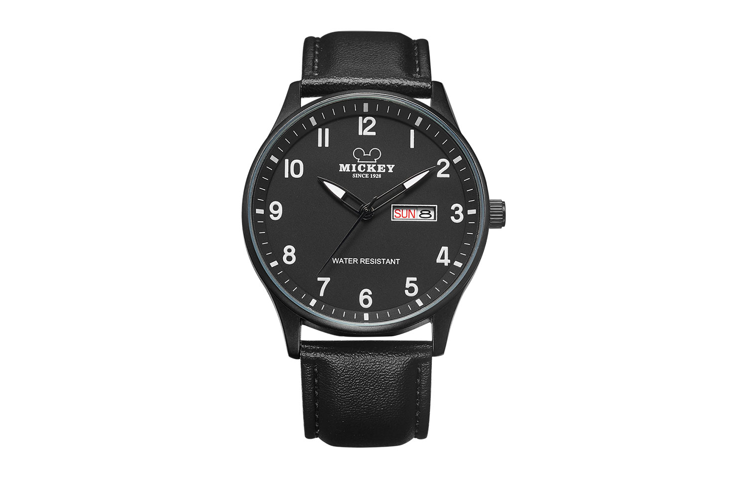 

Disney Часы Quartz Movement Genuine Leather Strap Watch Unisex Black Dial