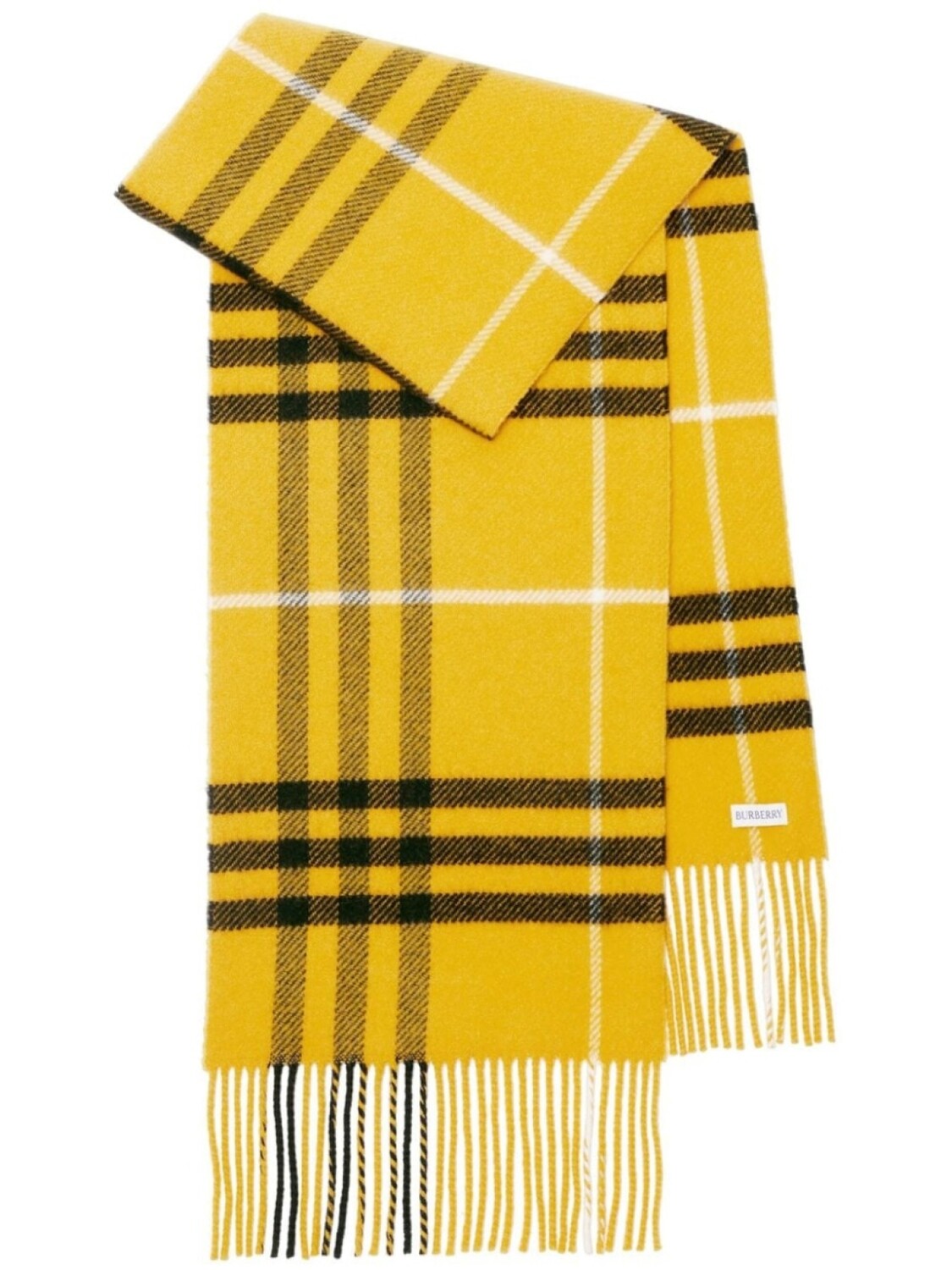 

Burberry клетчатый шарф с бахромой, желтый