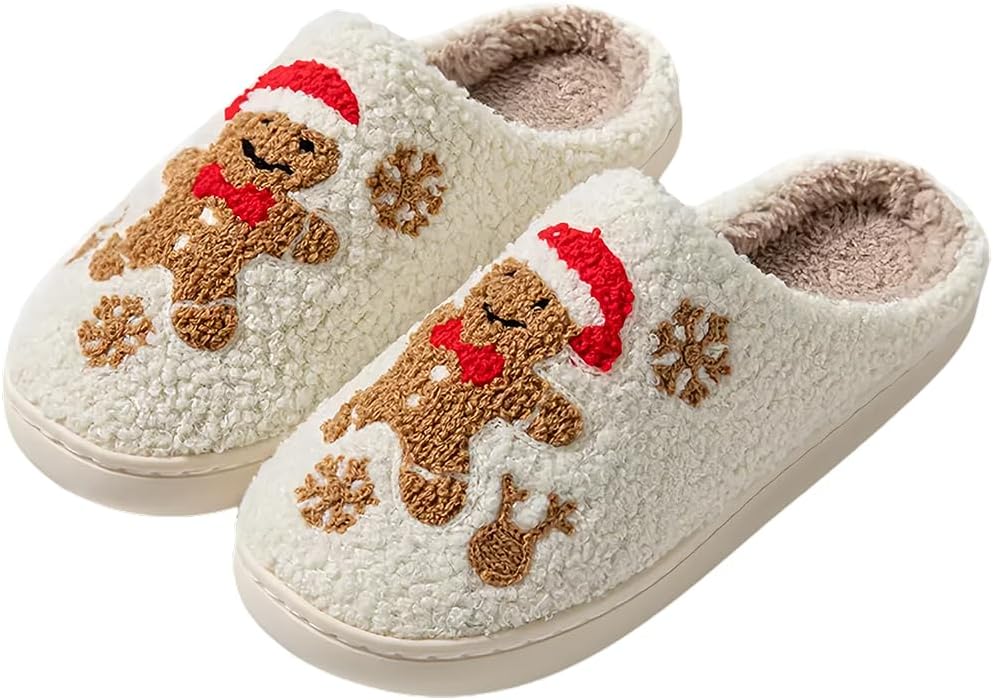 

Теплые пушистые тапочки MUMIANH для женщин и мужчин, милые, зимние, для дома, с противоскользящей подошвой, на Рождество, красный