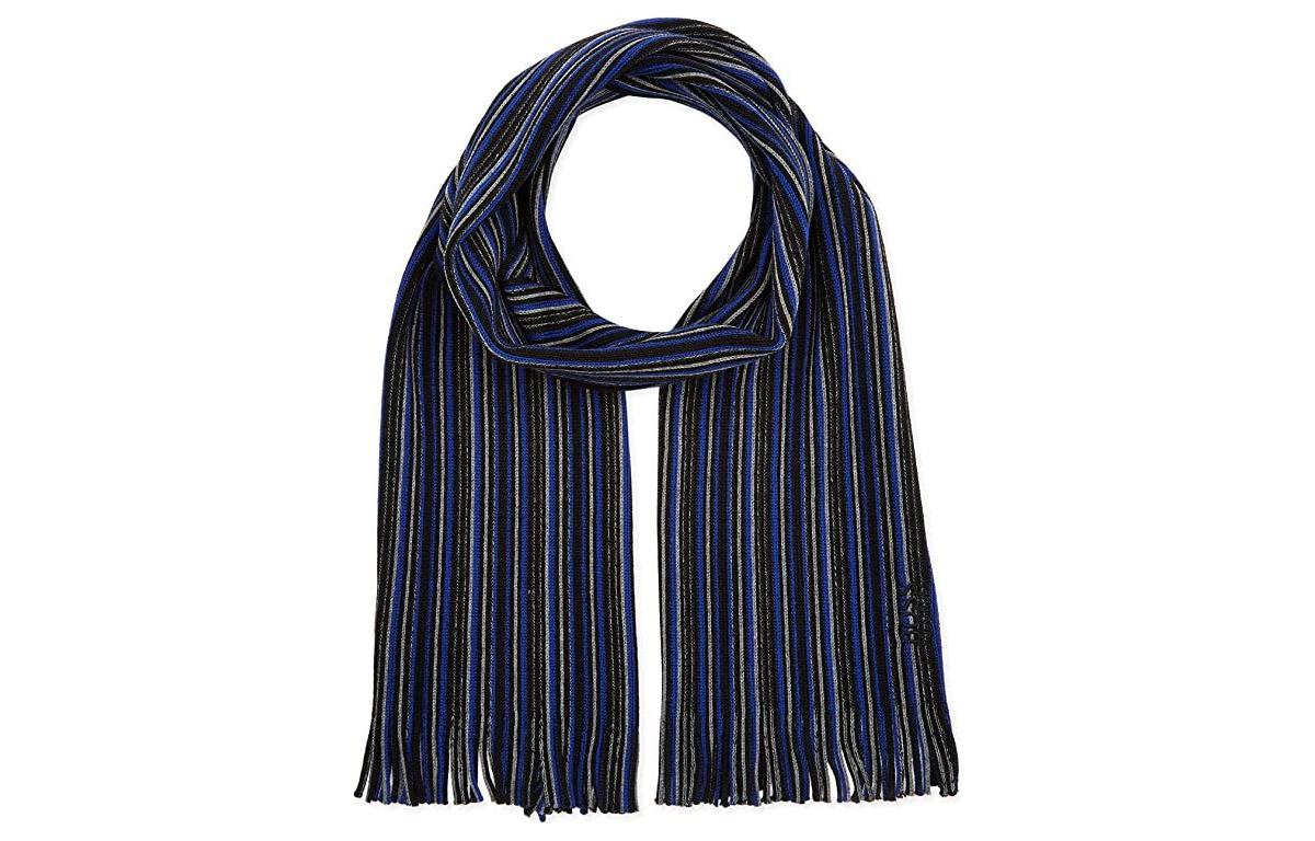 

HUGO BOSS Вязаный шарф мужской черно-синий, Black/Blue