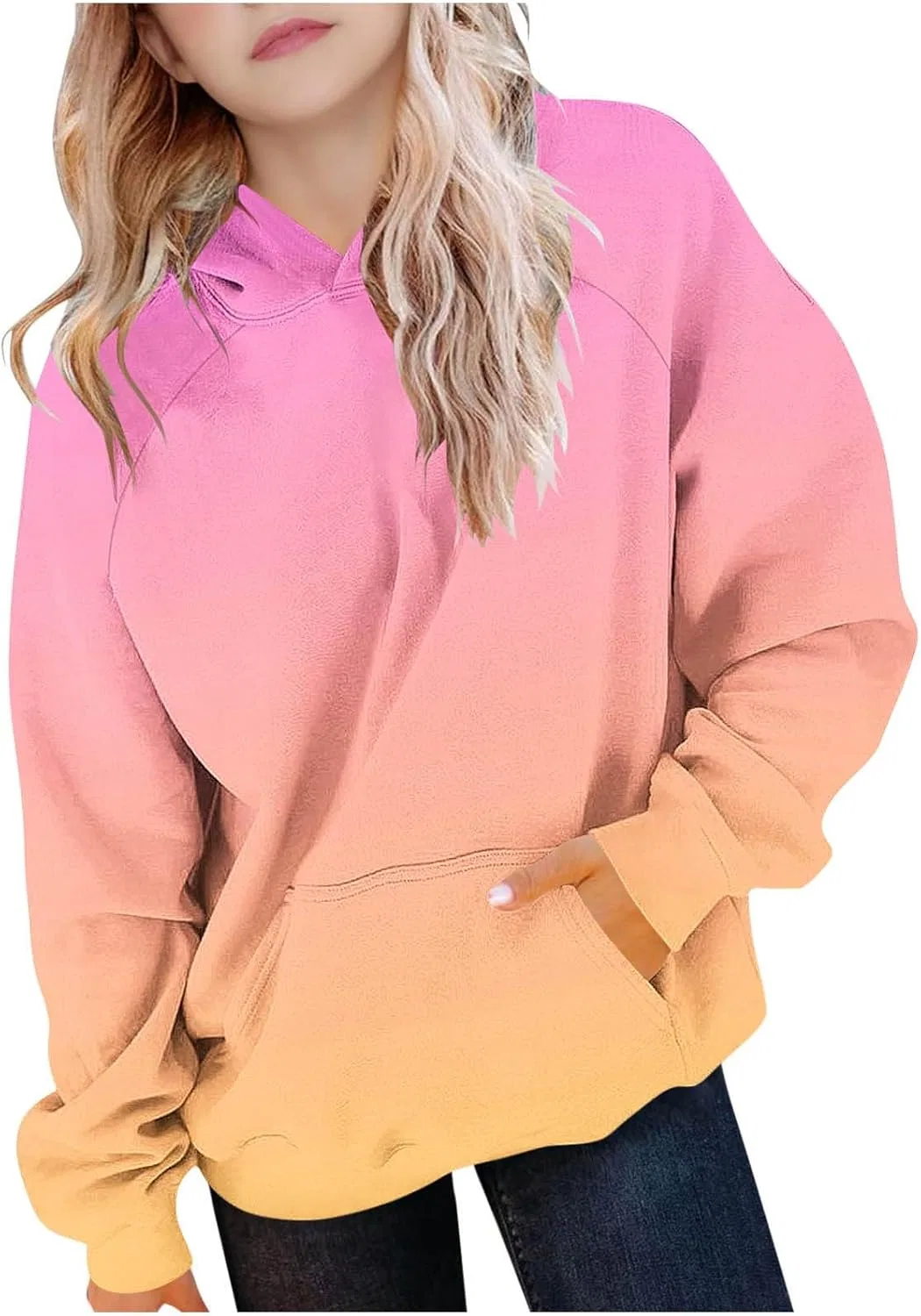 Свитшот оверсайз для девочек-подростков Bidobibo, цвет C# Hot Pink