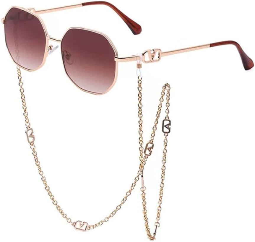 

Роскошные металлические солнцезащитные очки с цепочкой, уникальные многоугольные солнцезащитные очки, классические, в стиле ретро, ​​модные, с защитой от УФ-излучения UV400 generic, 2