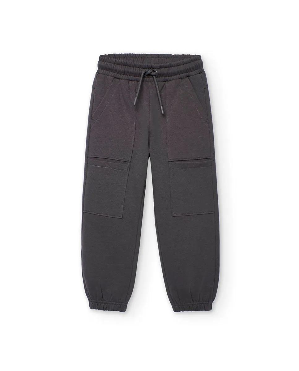 

Детские спортивные брюки из флиса с карманами Boboli, темно-серый