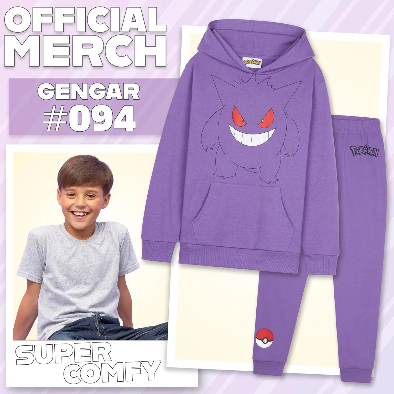 Детский спортивный костюм Pokémon, 2 предмета, фиолетовый Gengar — фото 3