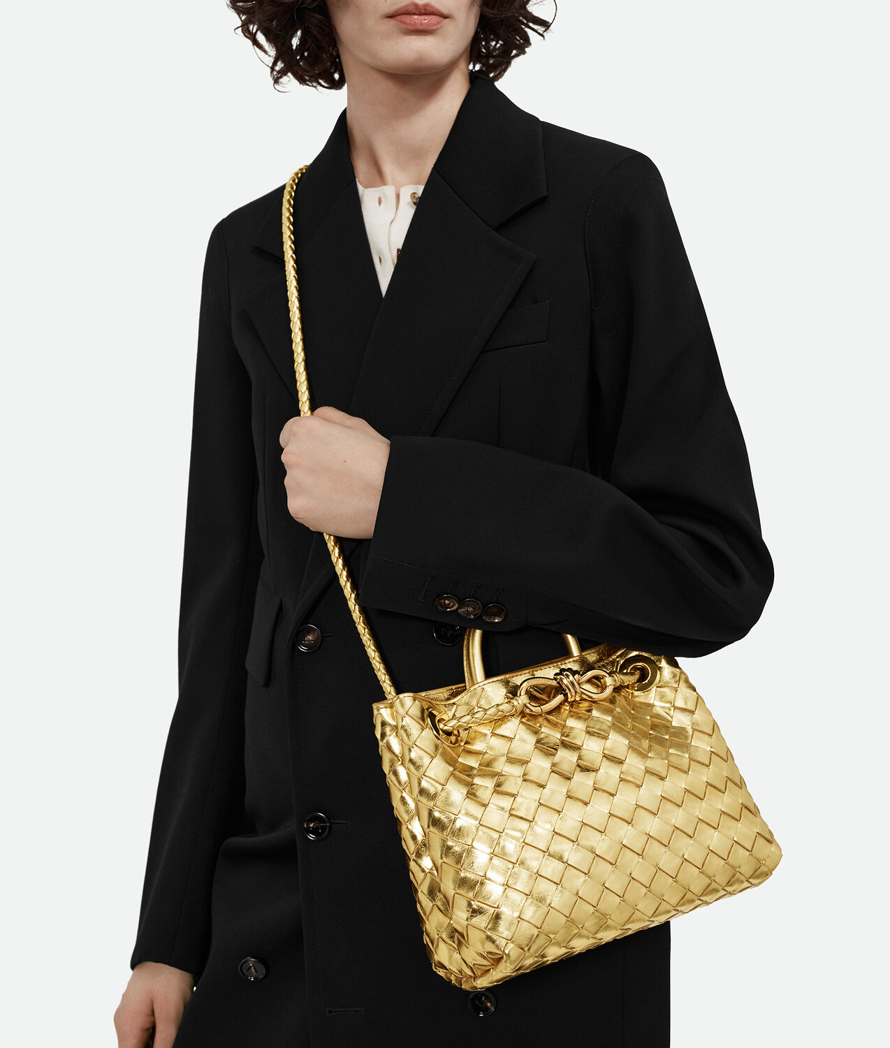 Маленькая andiamo BOTTEGA VENETA, золото — фото 2