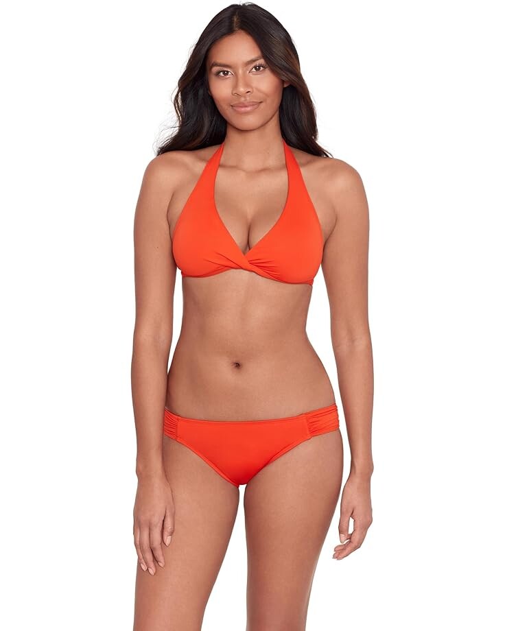 

Топ бикини LAUREN Ralph Lauren Beach Club Solids Twist Halter, оранжевый