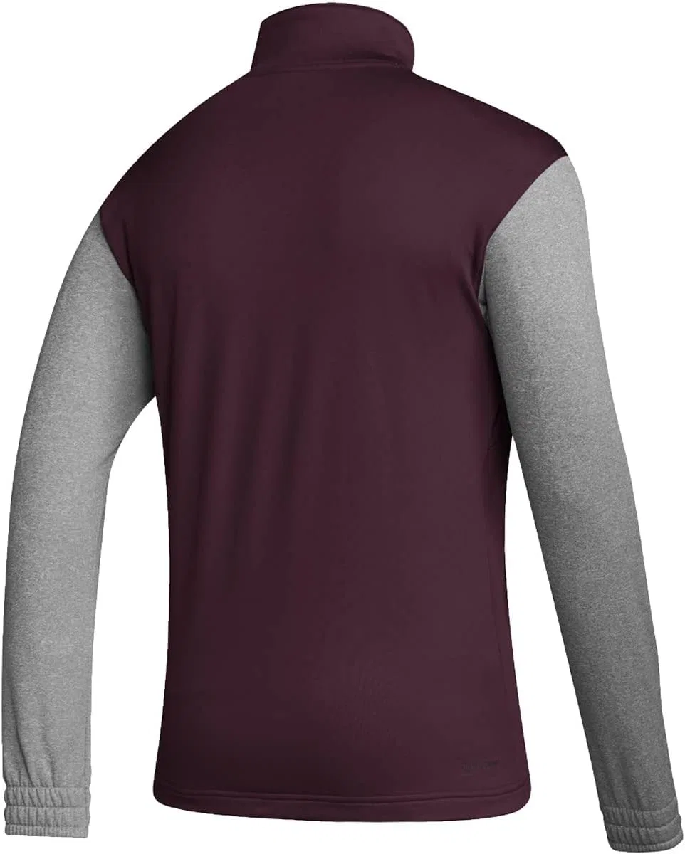 Свитшот с полузастежкой adidas, Team Maroon-Medium Grey Heather-White — фото 2