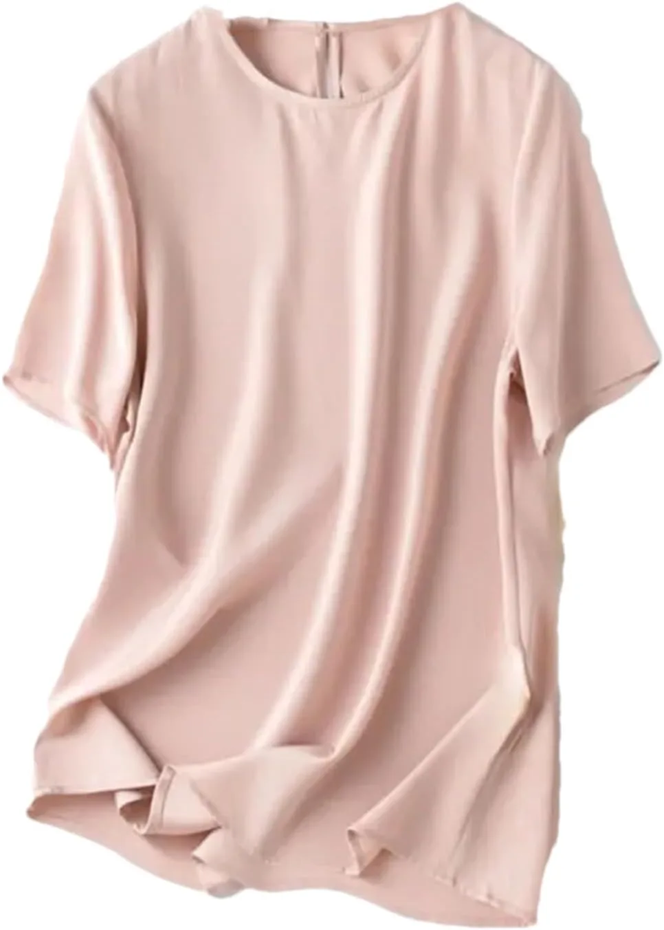 

Женская футболка с коротким рукавом из шелка свободного кроя с круглым вырезом Adhdyuud