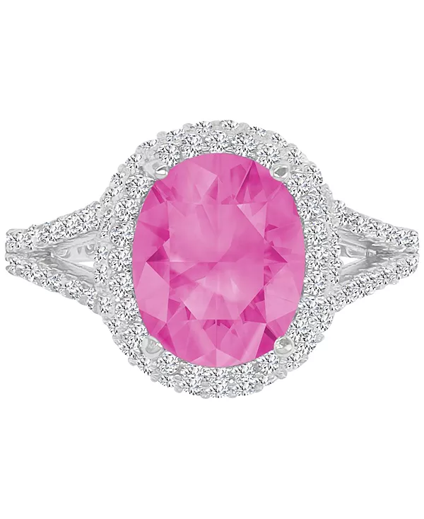 

Кольцо с овальным ореолом из розового и белого кубического циркония, разделенное на две части, из стерлингового серебра (также доступно в синем цвете) Macy'S, pink