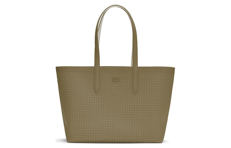 

LACOSTE Поливинилхлоридная сумка-шоппер хозяйственная черезплечная большая женская льняная и слоновой кости, Linen & Ivory